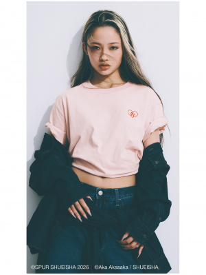 Styling the pink illustration graphic T-shirt from the MANGA SHUEISHA collection