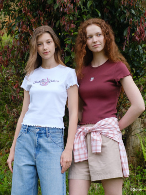 Styling the Disney/PIXAR Graphic T-Shirts with a printed cheshire cat from alice in wonderland and embroidered lucifer the cat from Cinderella.