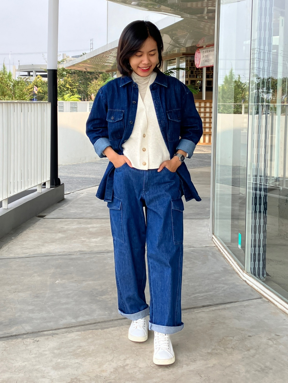 Check styling ideas for「Rayon Skipper Collar 3/4 Sleeve Blouse