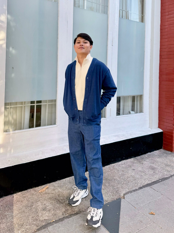 Uniqlo Cardigan Denim ?Uniqlo Faux Fur Button Cardigan