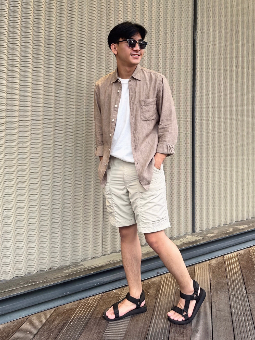 Check styling ideas for「Premium Linen Long-Sleeve Shirt、Pleated