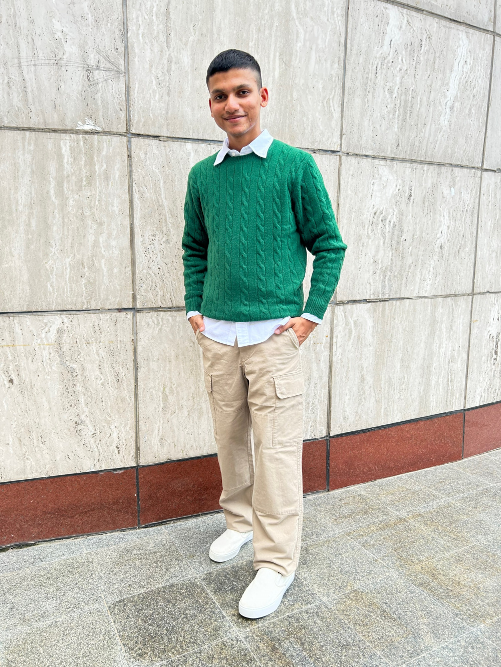 Green sweater 2024 khaki pants