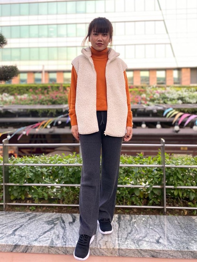 Check styling ideas for「Washable Knit Ribbed Pants、HEATTECH