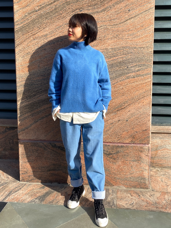 Check styling ideas for「Denim Jersey Tapered Pants」