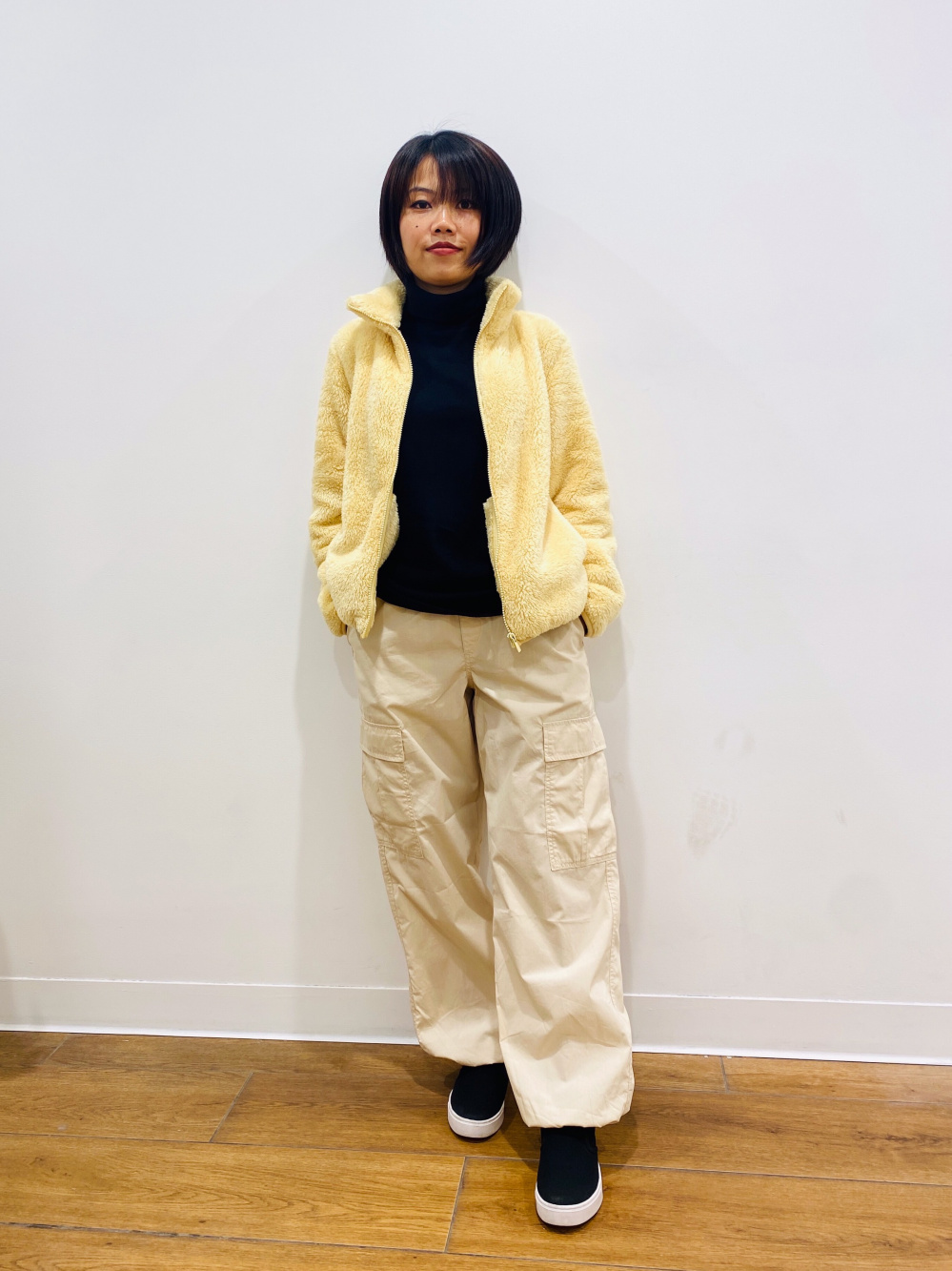 Check styling ideas for「Fluffy Yarn Fleece Full-Zip Jacket、Extra Stretch  High Rise Cropped Leggings Pants」