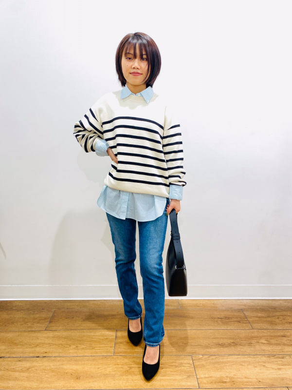 Check styling ideas for「Smooth Cotton Relaxed Crew Neck Sweater