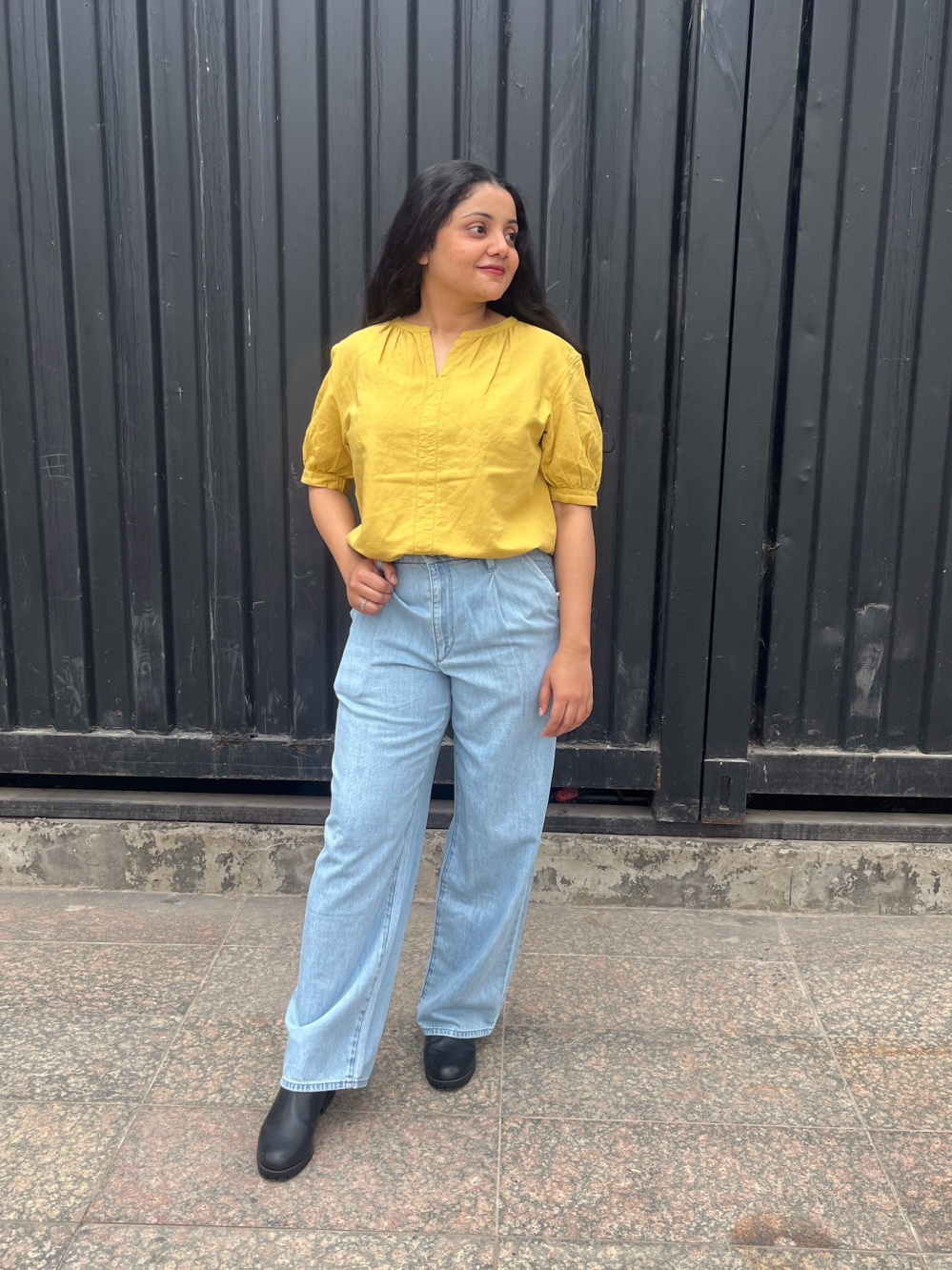 Check Styling Ideas For Linen Blend Volume Short Sleeve Shirt Drapey 