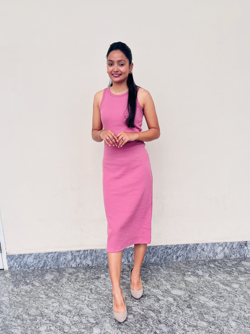 strapless open back dress Rib Tank Dress