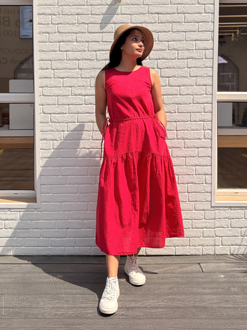 Check styling ideas for「Linen Blend Tiered Dress Sleeveless、Pointelle  Cardigan」| UNIQLO IN