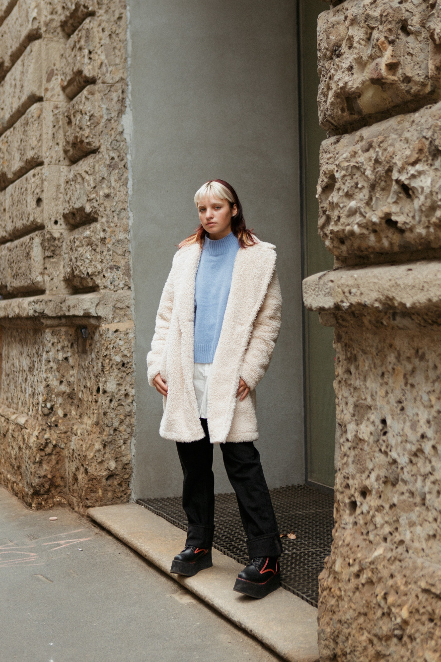 Check styling ideas for「Pile-Lined Fleece Tailored Coat」