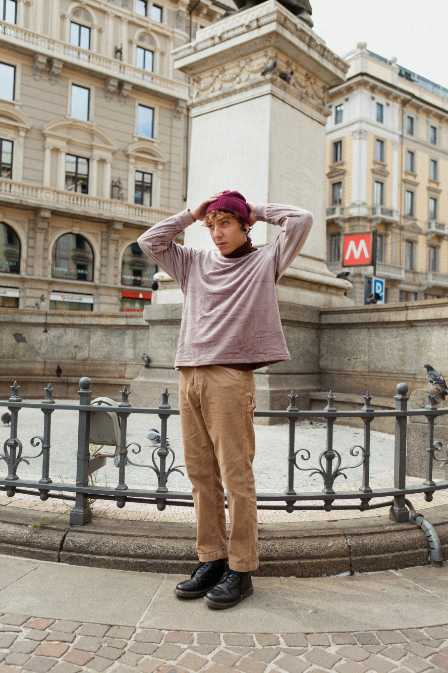 Check styling ideas for「Waffle Crew Neck Long-Sleeve T-Shirt