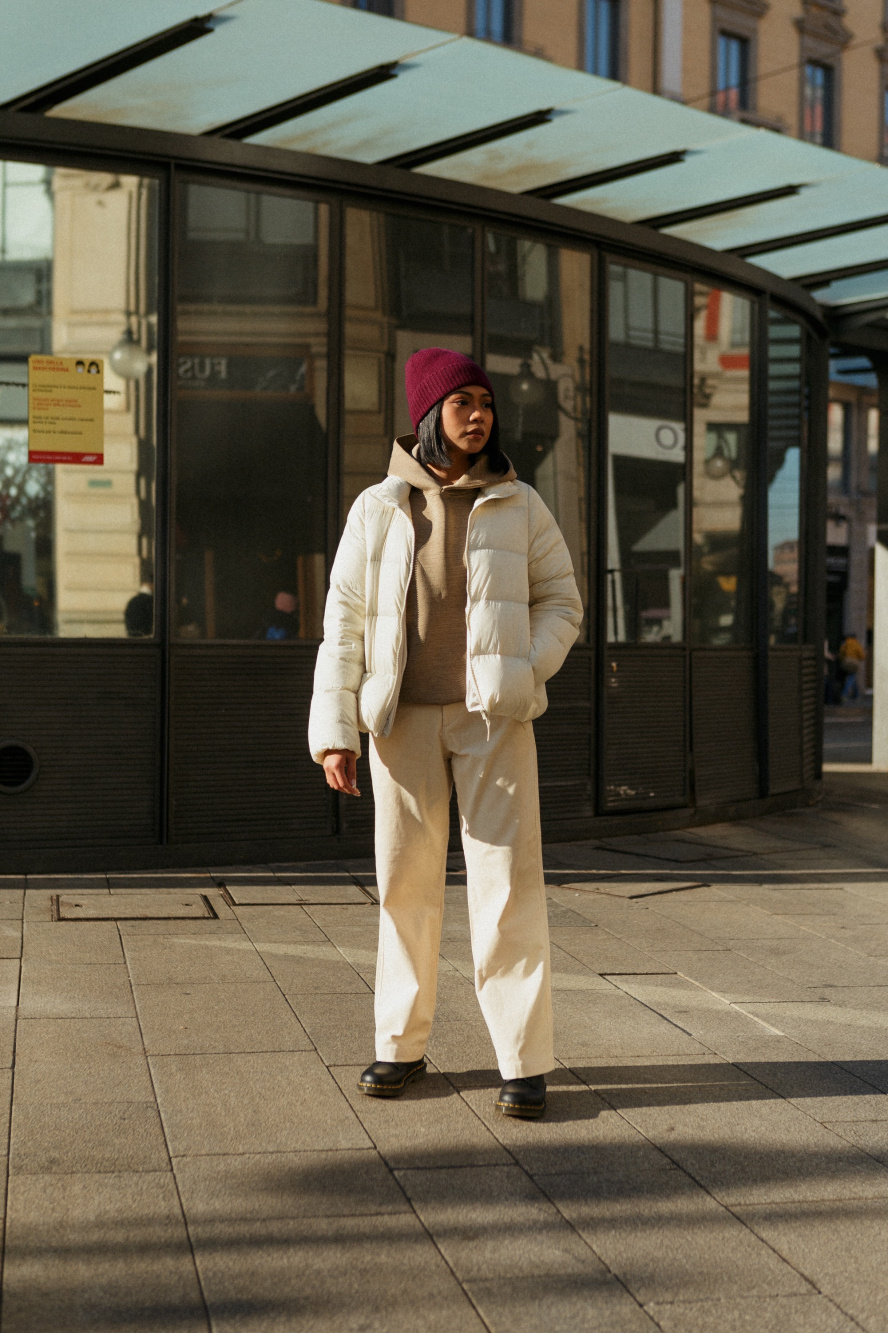 Check styling ideas for「Ultra Light Down Short Puffer Jacket」