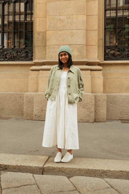 uniqlo linen blend shirring sleeveless dress Official Styling