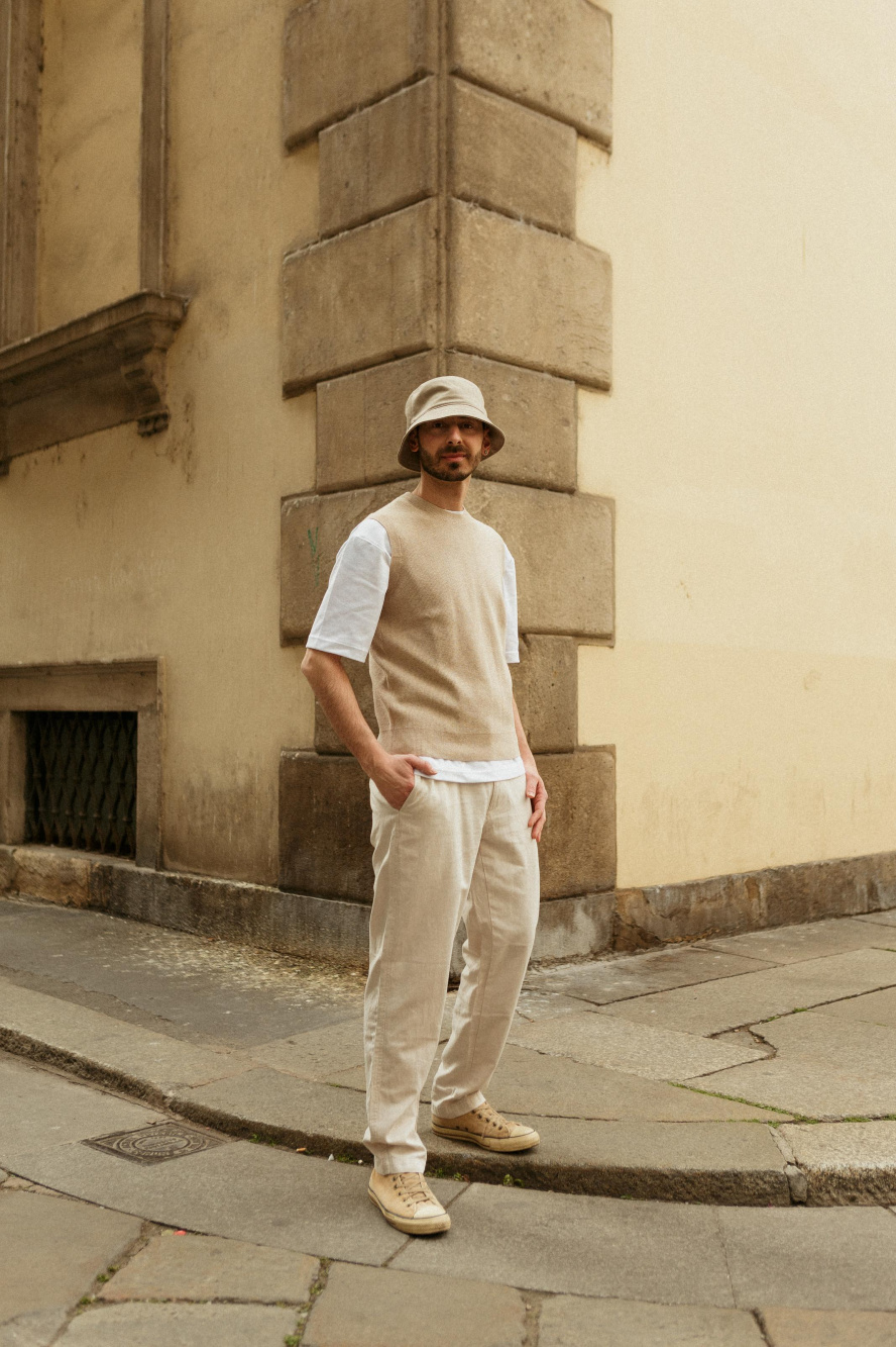 Check styling ideas for「LINEN BLEND RELAXED PANTS」