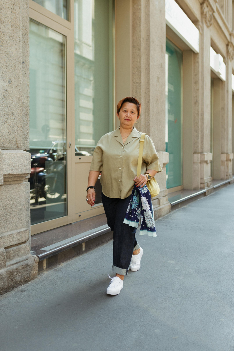 Check styling ideas for「AIRISM COTTON RIBBED BRA SLEEVELESS TOP、LINEN BLEND  OPEN COLLAR SHIRT」