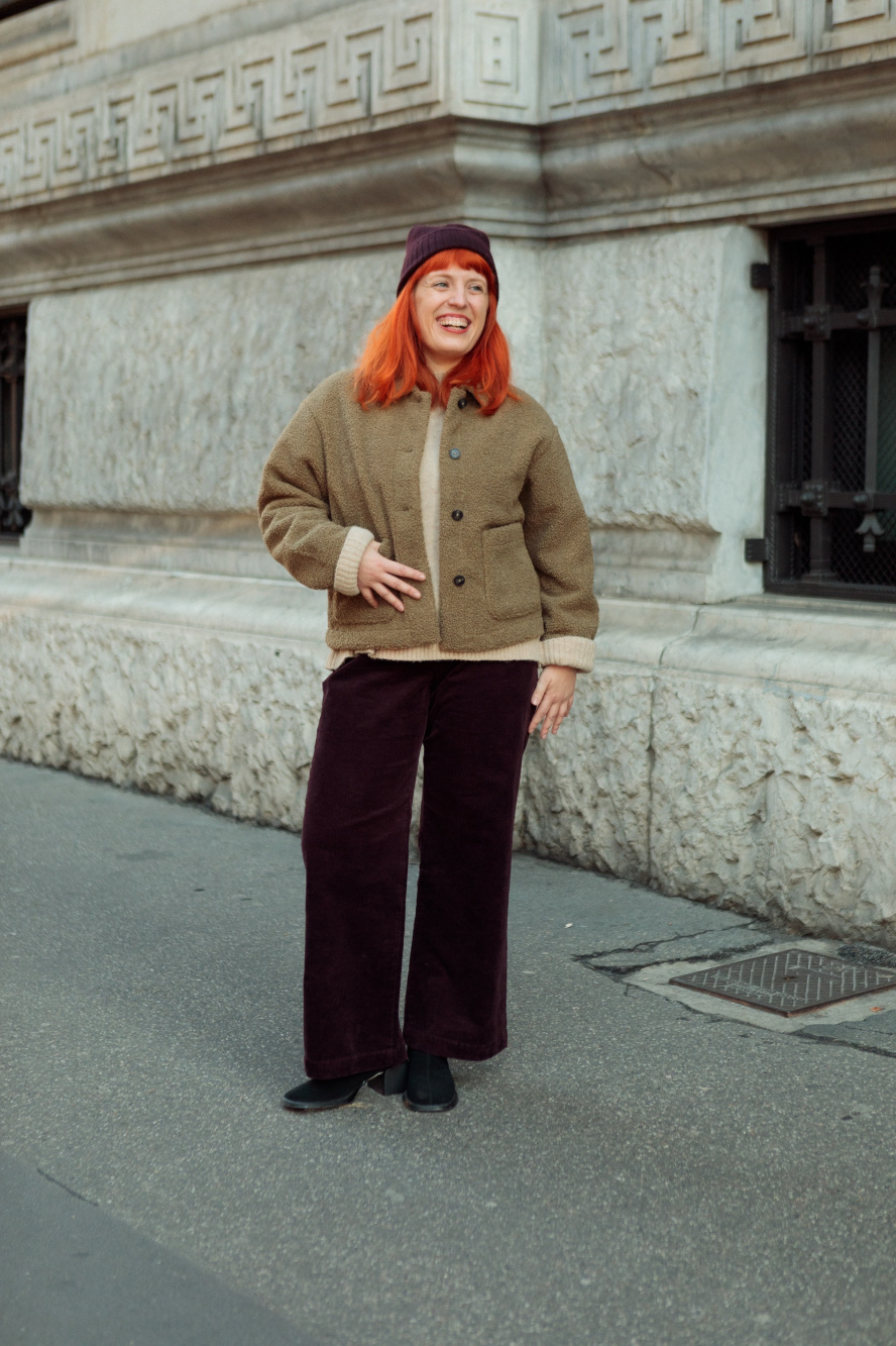 Pumpkin Spice Outfit: Corduroy Pants + Textured Cotton Sweater