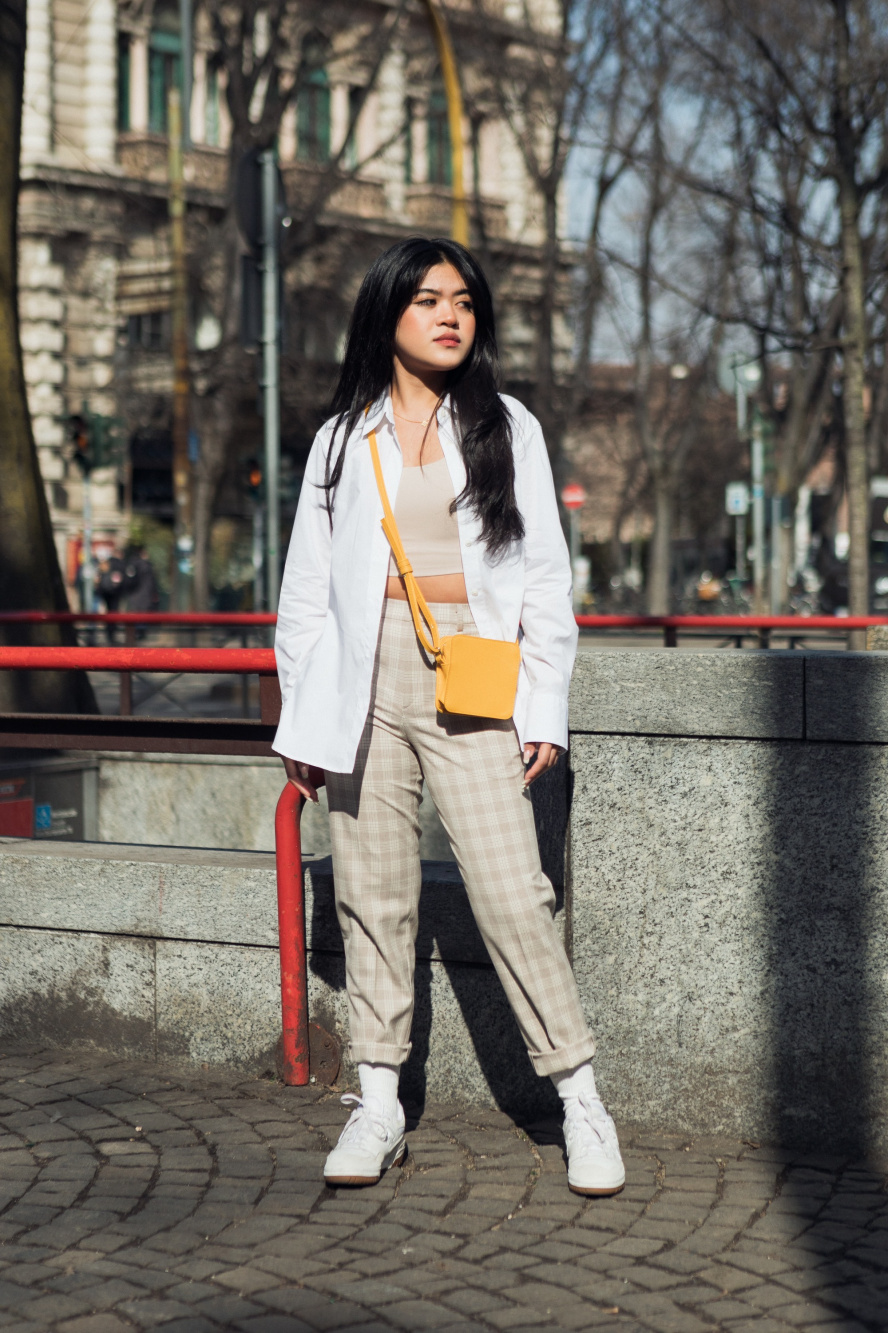 Check styling ideas for「Smart Ankle Pants (2-Way Stretch Checked