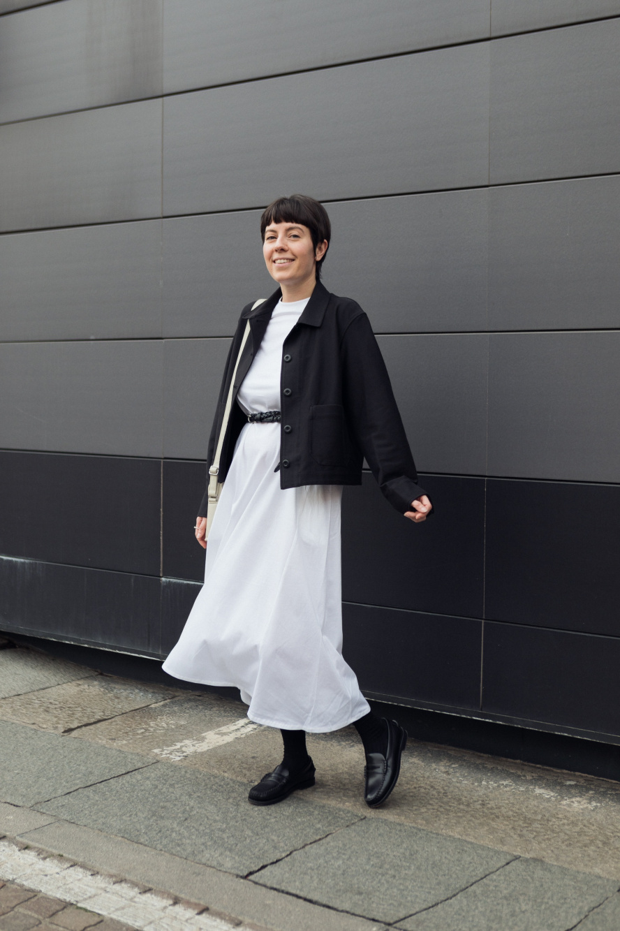 Check styling ideas for「Satin Pleated Skirt、Jersey Relaxed Jacket」