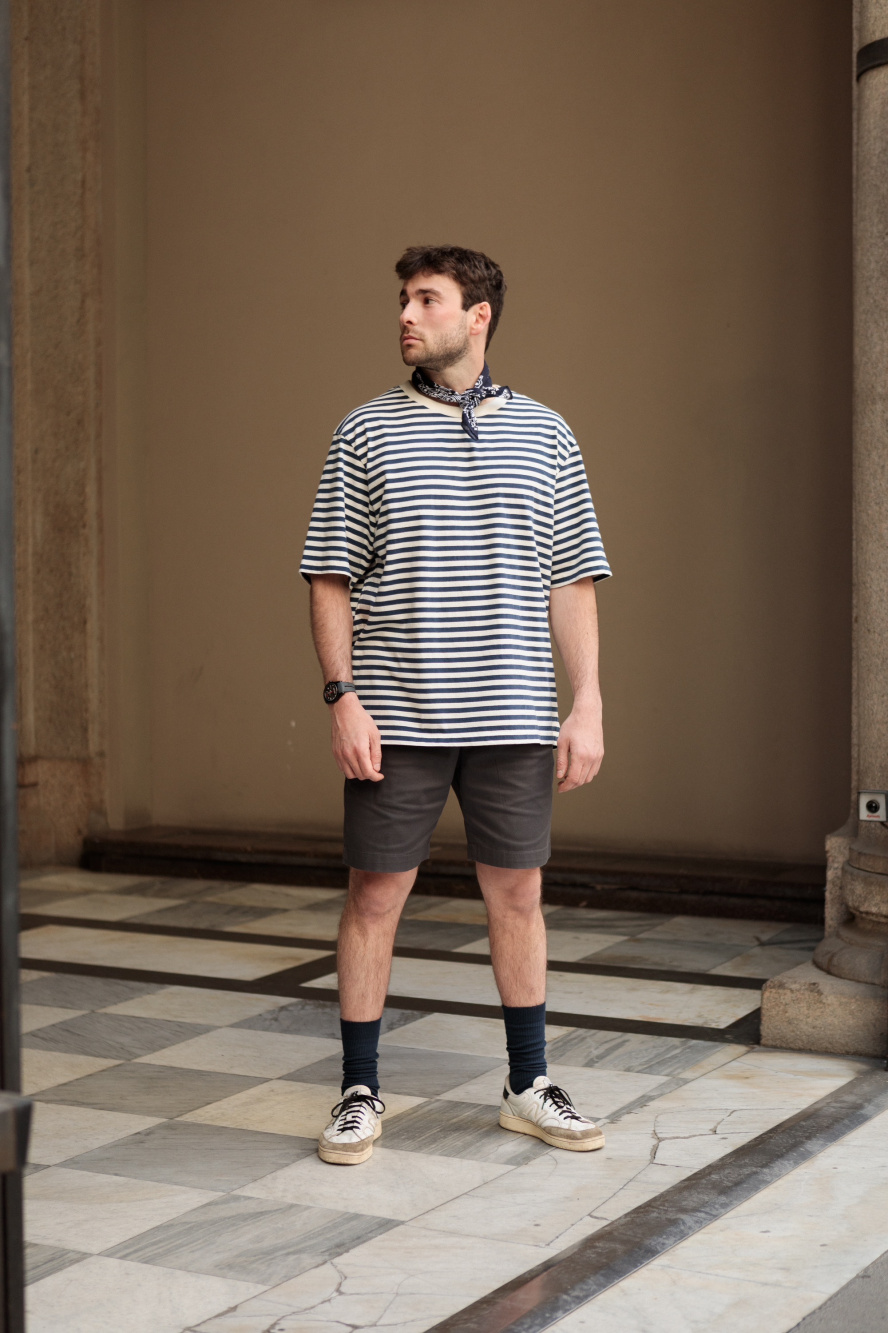 MEN'S OVERSIZED STRIPED HALF SLEEVE T-SHIRT