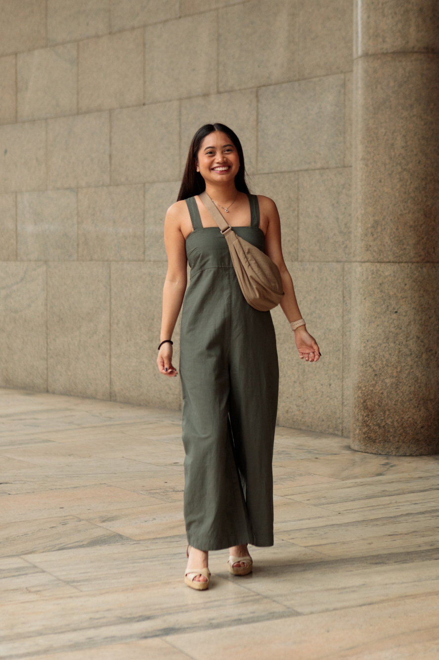 Check styling ideas for「LINEN BLEND JUMPSUIT」