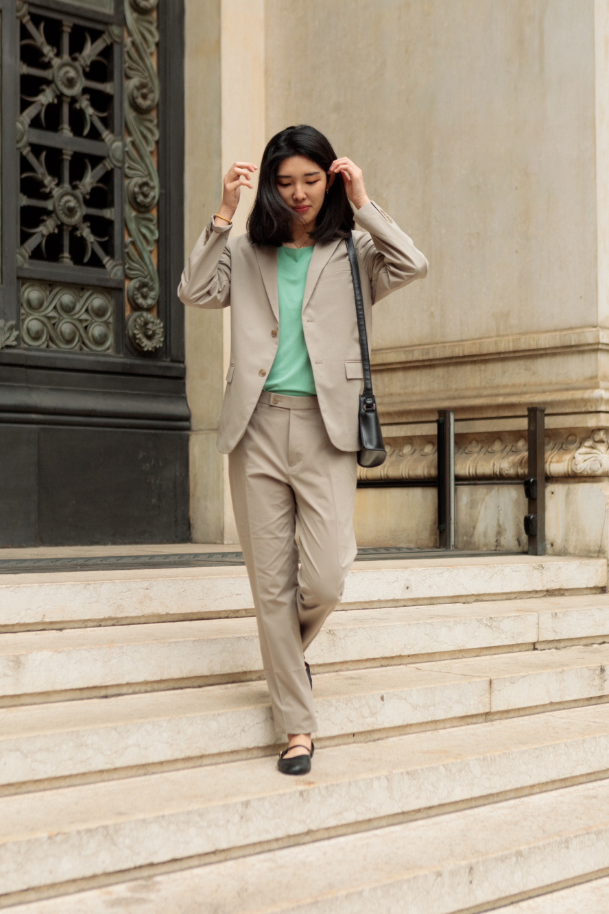 Soft Beige blazer pant suit