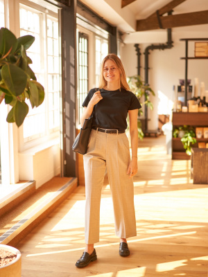 【COLOR iN ID】Peach pleated wide pants SHOWMALL Womens Plus Size Pants High Waisted Palazzo Pants