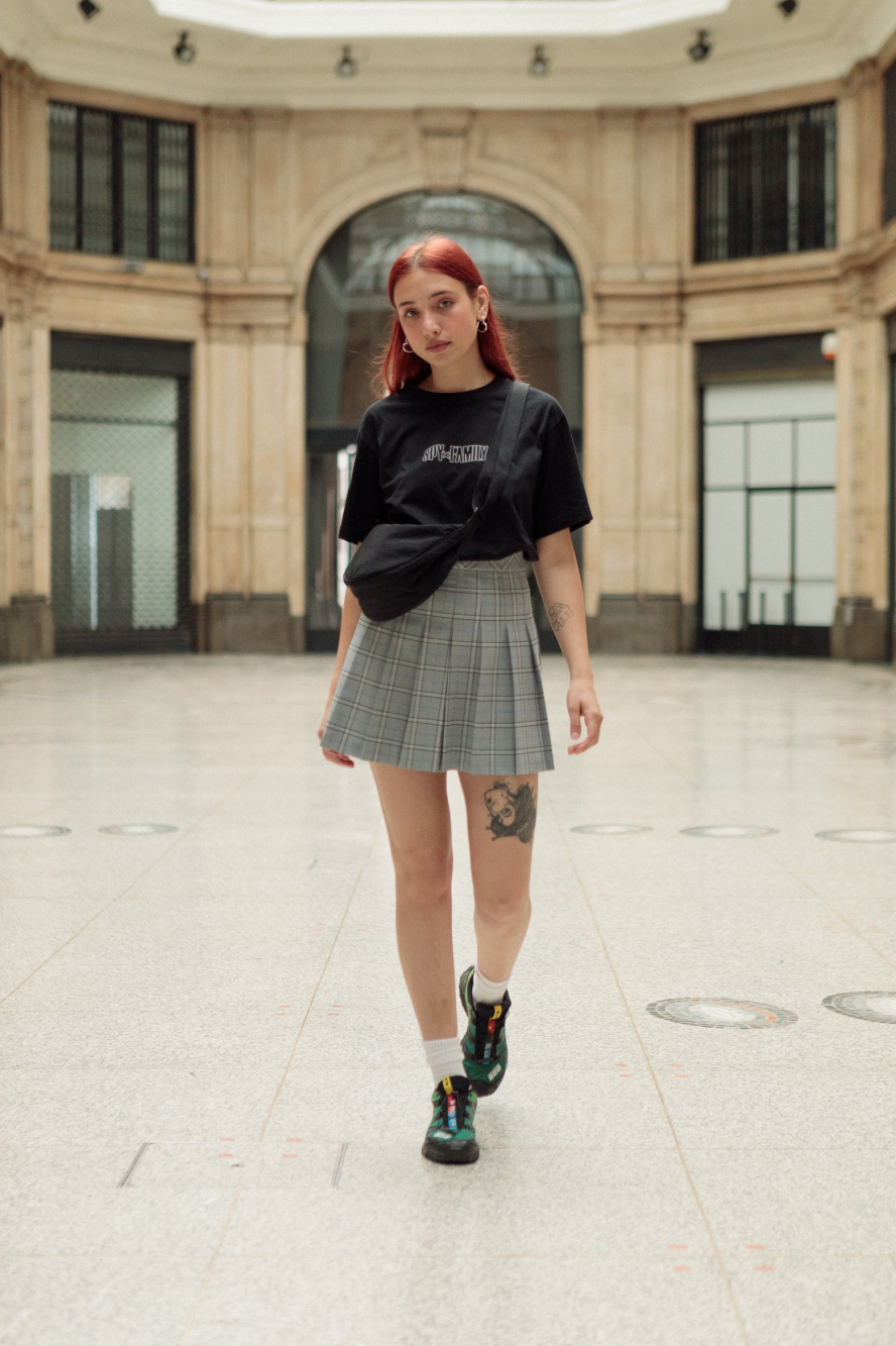 Check styling ideas for「Pleated Checked Mini Skirt」