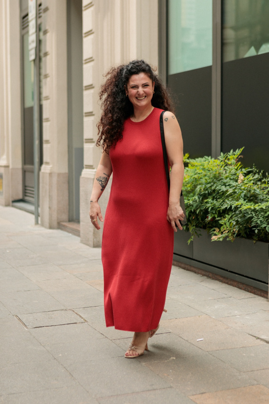 An outfit using COTTON BLEND KNIT SLEEVELESS DRESS｜UNIQLO CA