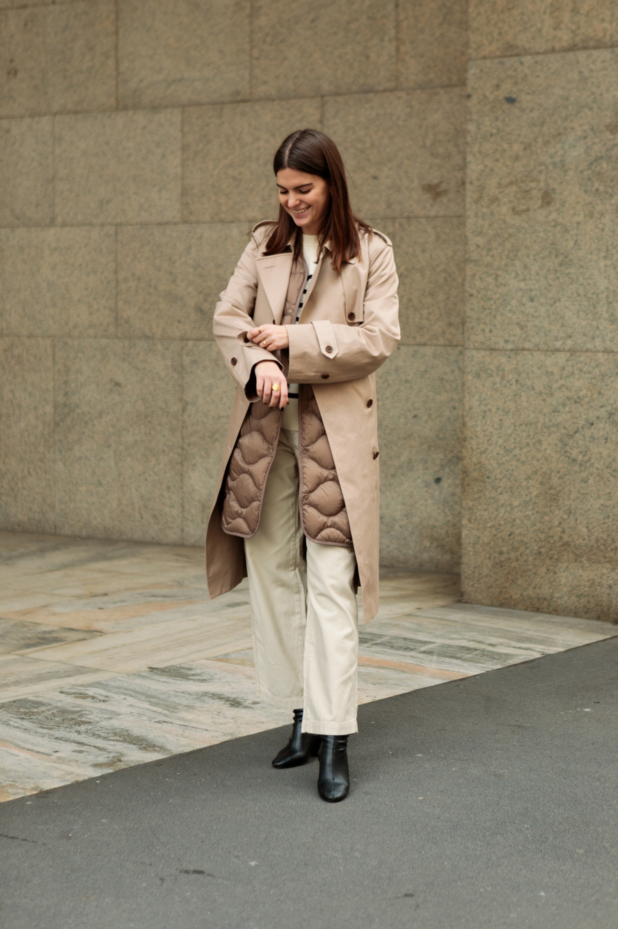 Cream trench hotsell coat outfit