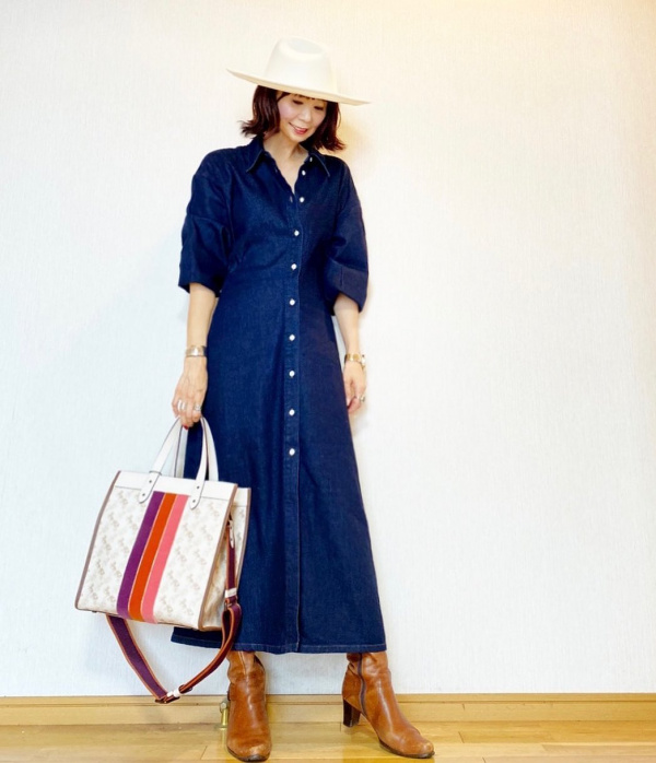 デニムロングシャツワンピース 長袖 Women ユニクロ