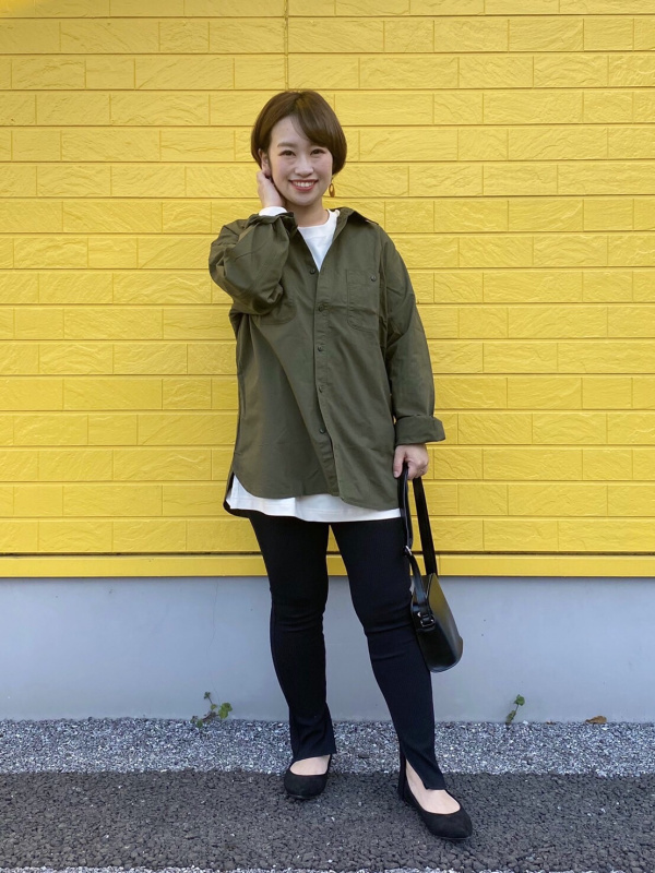 ウォッシュワークシャツ（長袖）（レディース）の着用コーディネート