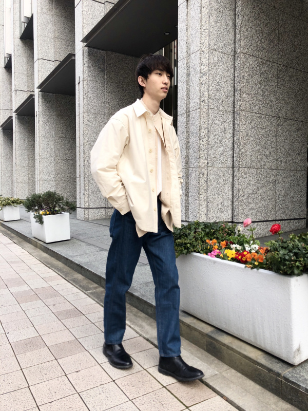 シリアルシール付 【a346】UNIQLO ユニクロ 長袖シャツ 比翼ボタン M