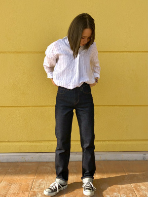 ユニクロ公式 | プレミアムリネンスキッパーストライプシャツ（7分袖）