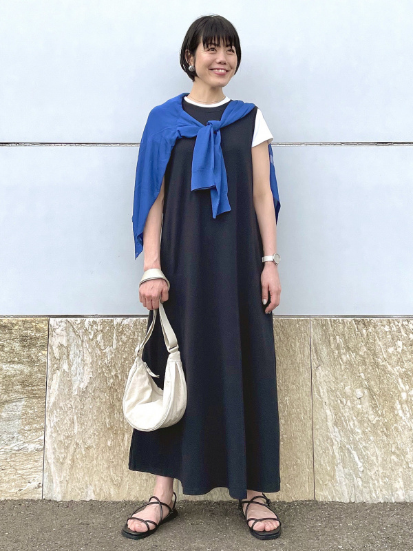 ロングフレアワンピース（ノースリーブ）、リネンブレンドロングシャツ