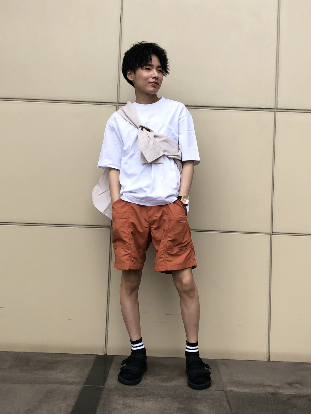 ドライカノコポロシャツ 半袖 ナイロンギアショートパンツ 丈18 5 22cm の着用コーディネート ユニクロ