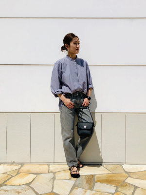 UNIQLO - スーピマコットンスタンドカラーシャツ ユニクロ公式 | スーピマコットンスタンドカラーストライプ