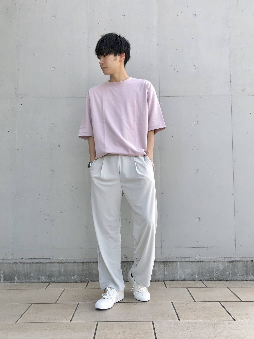 エアリズムコットンオーバーサイズtシャツ 5分袖 リブブルゾン の着用コーディネート ユニクロ