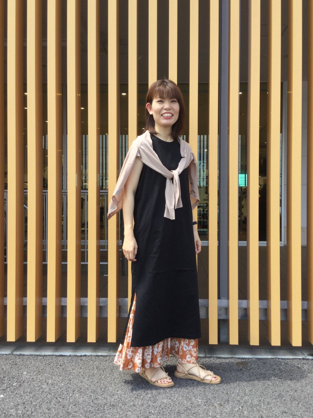 マーセライズコットンスリットワンピース（ノースリーブ