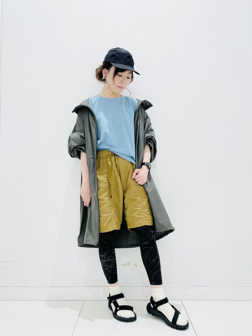 Check styling ideas for「DRY-EX Cropped Crew Neck Short