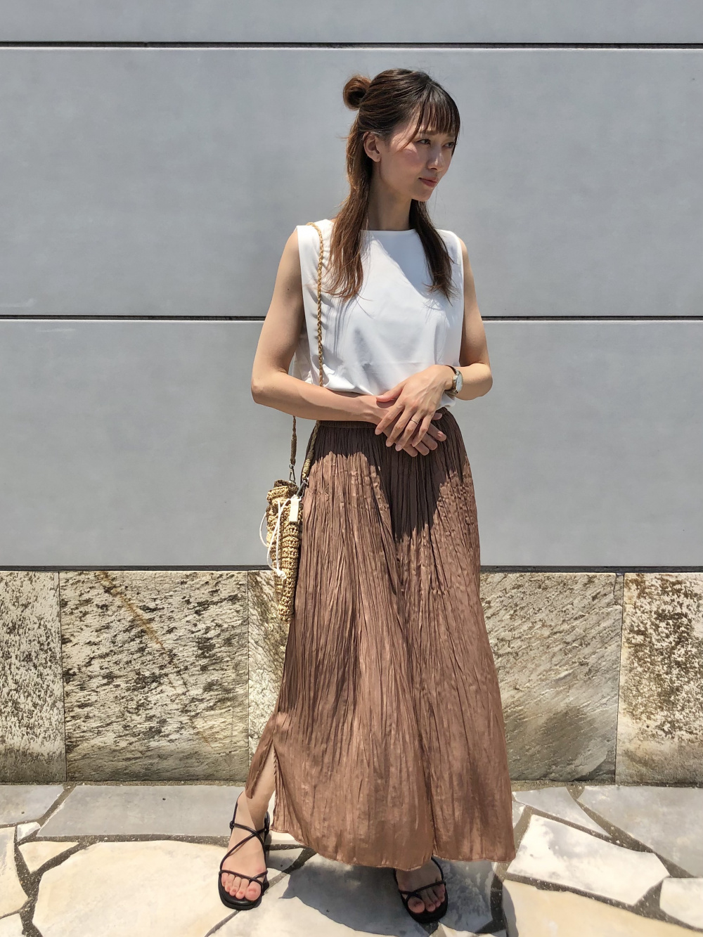 Check styling ideas for「Crepe Jersey Sleeveless T-Shirt、Camisole