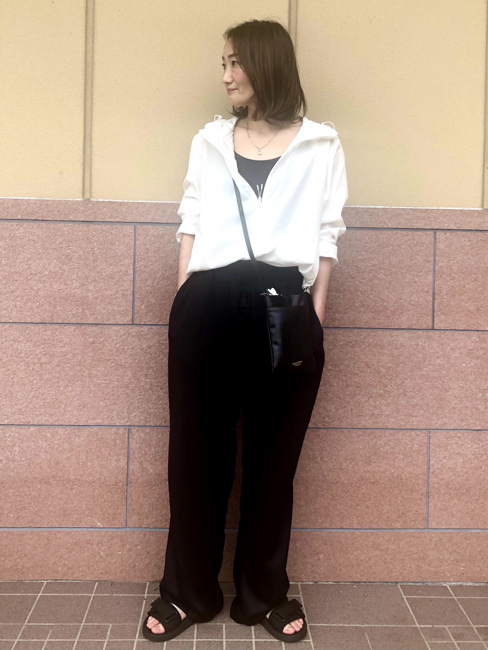 Check styling ideas for「Satin Drape Straight Pants、U Tape