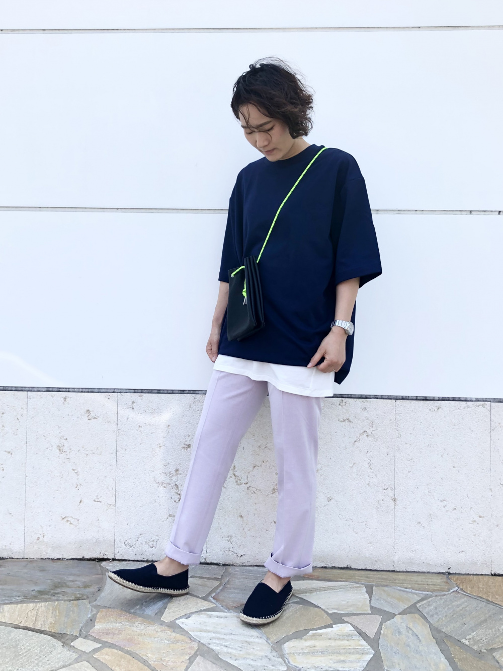 Check styling ideas for「U AIRism Cotton Oversized Crew Neck Half