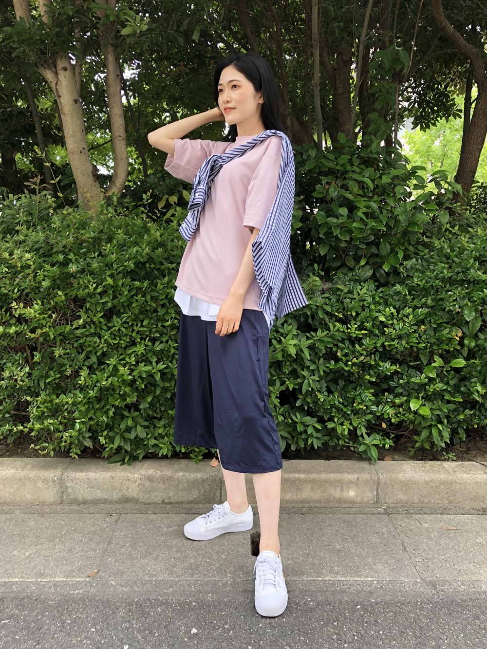 エアリズムコットンオーバーサイズTシャツ/5分袖、スムース