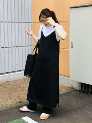 ロングスカート ワンピースキャミソール サイドスリット 極薄！メッシュ生地 ユニクロ公式 | キャミソールサイドスリットロングワンピース