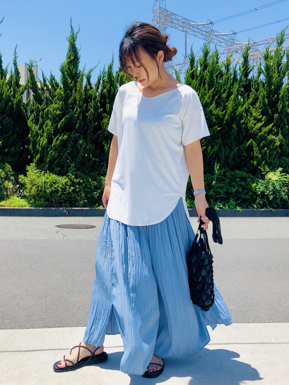 エアリズムコットンオーバーサイズTシャツ（5分袖）、スムースコットン