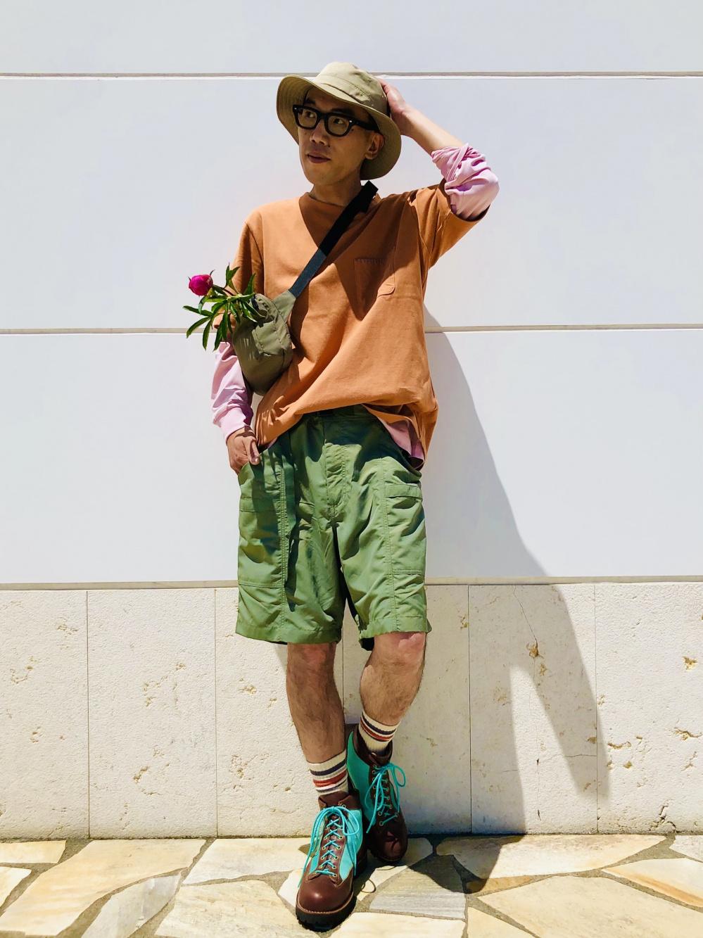 Check styling ideas for「Linen Cotton Short-Sleeve Shirt、Nylon Utility  Geared Shorts」