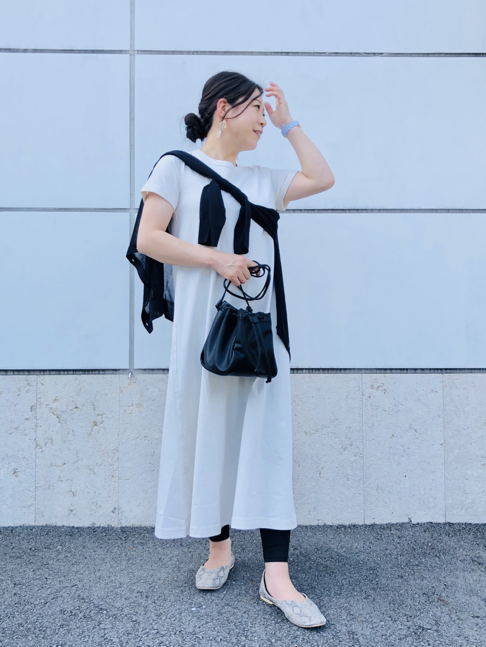 Check styling ideas for「U AIRism Cotton Short-Sleeve Long Dress