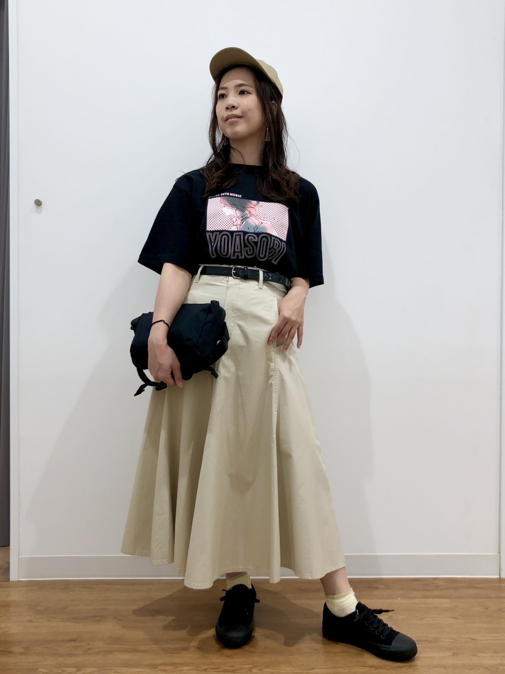 Check styling ideas for「U Cotton Twill Flared Skirt