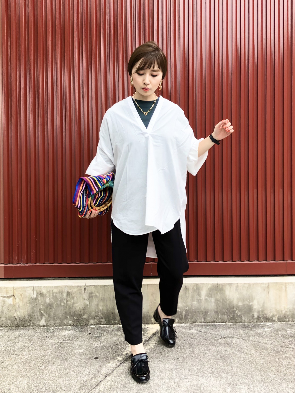 Check styling ideas for「U AIRism Cotton Oversized Crew Neck Half