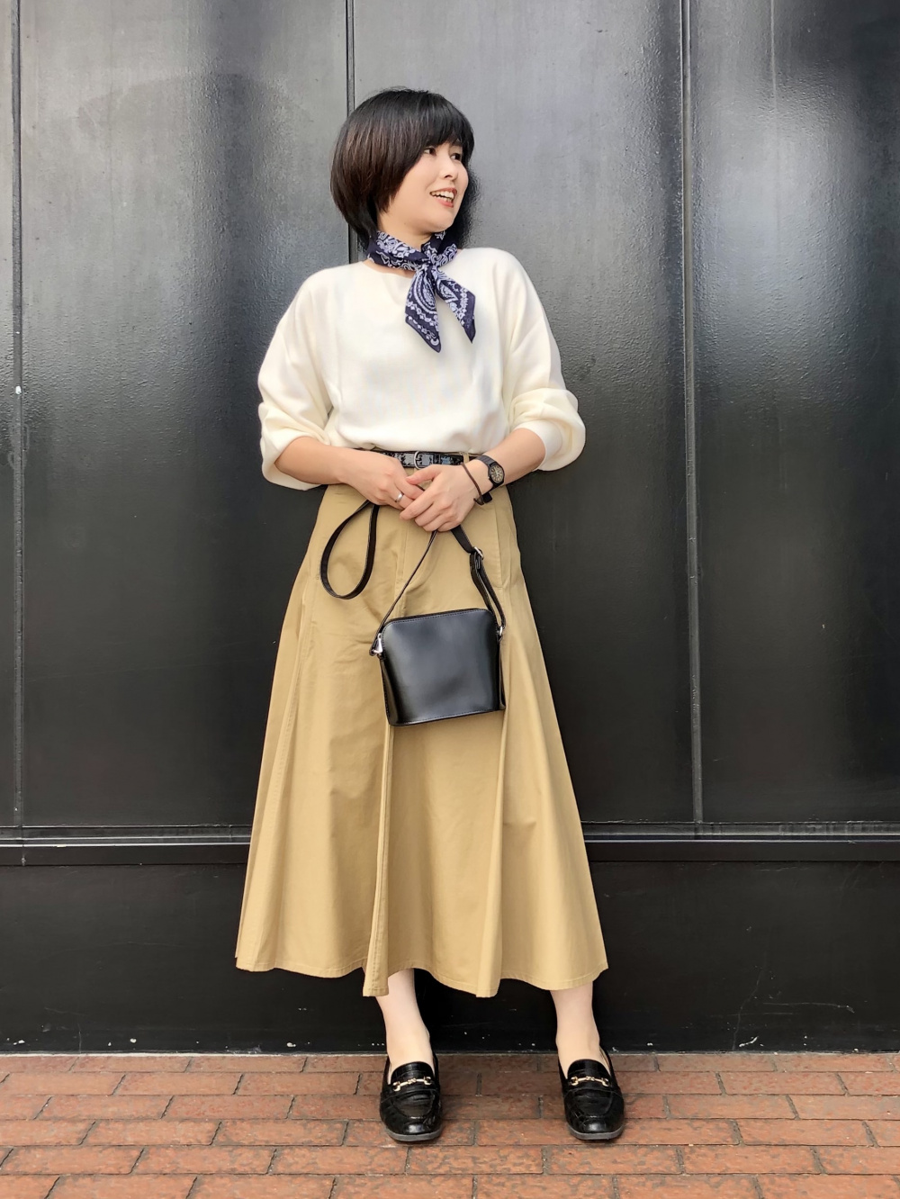 bu-loomingさん Check styling ideas for「U Cotton Twill Flared Skirt」| UNIQLO US